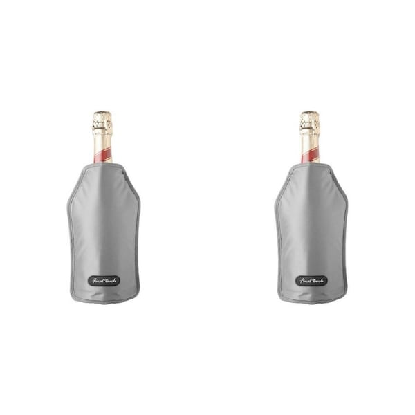 2x Final Touch Nylon Leak-proof Wine/Liquor Bottle Chiller/Cooling Sleeve Grey