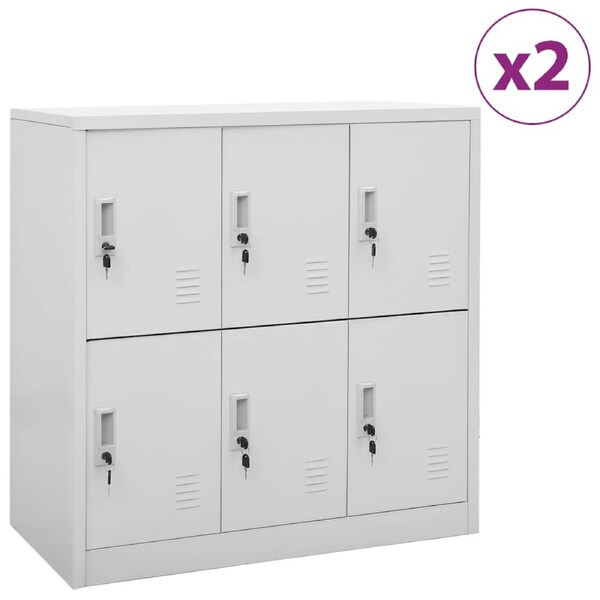 Locker Cabinets 2 pcs Light Grey 90x45x92.5 cm Steel vidaXL