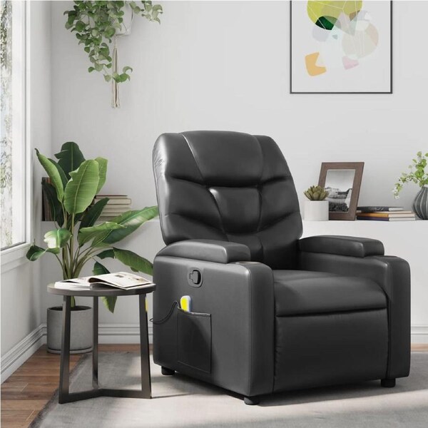 Massage Recliner Chair Black Faux Leather vidaXL