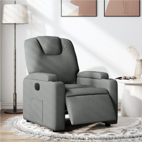 Electric Recliner Chair Dark Grey Fabric vidaXL