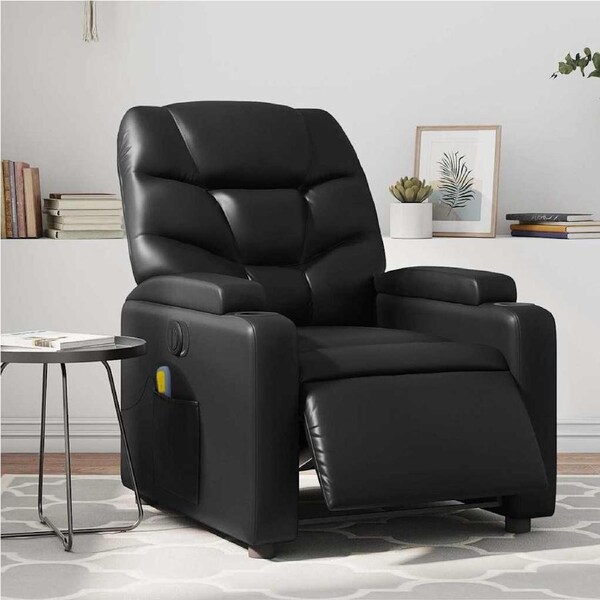 Electric Massage Recliner Chair Black Faux Leather vidaXL