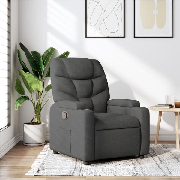Recliner Chair Dark Grey Fabric vidaXL