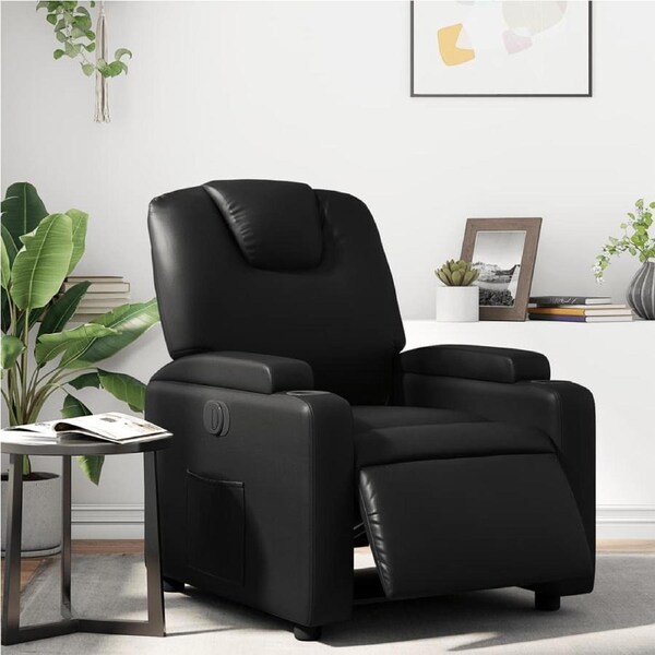 Electric Recliner Chair Black Faux Leather vidaXL