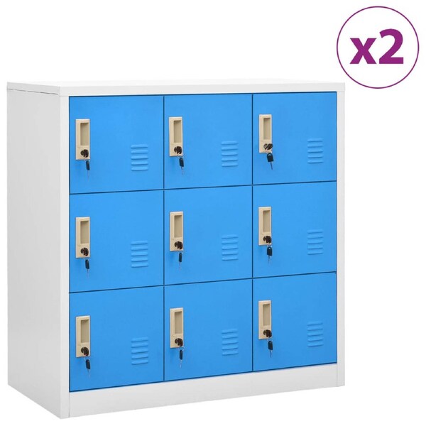 Locker Cabinets 2 pcs Light Grey and Blue 90x45x92.5 cm Steel vidaXL