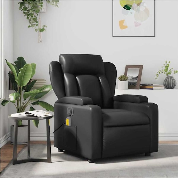 Massage Recliner Chair Black Faux Leather vidaXL