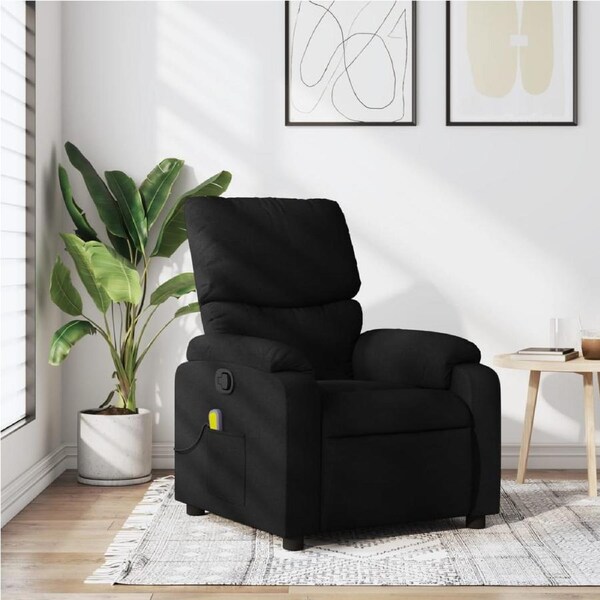 Massage Recliner Chair Black Fabric vidaXL