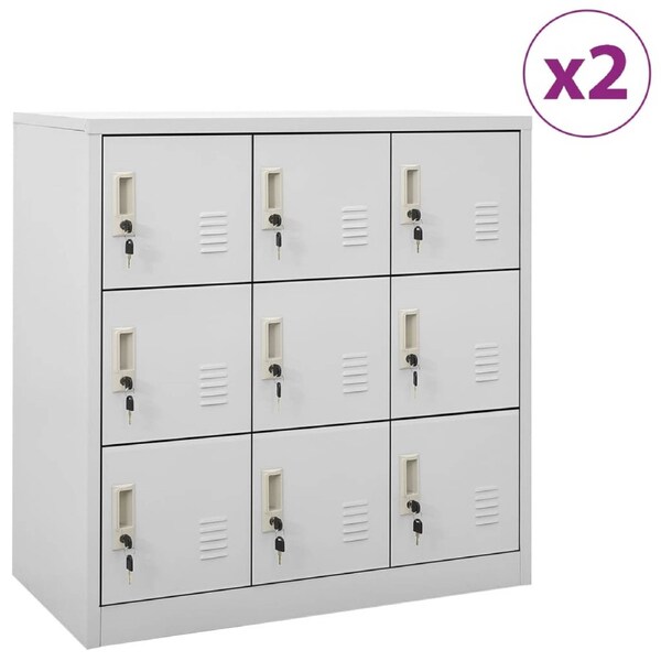 Locker Cabinets 2 pcs Light Grey 90x45x92.5 cm Steel vidaXL