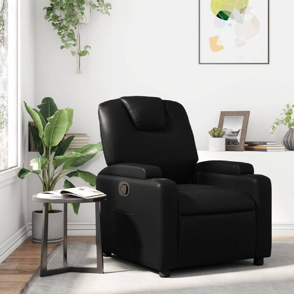 Recliner Chair Black Faux Leather vidaXL