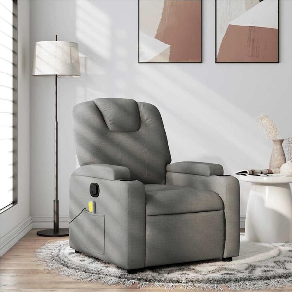 Massage Recliner Chair Dark Grey Fabric vidaXL