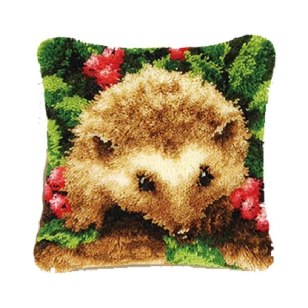 Latch Hook Porcupine Cushion with Canvas Hook and Threads Kit