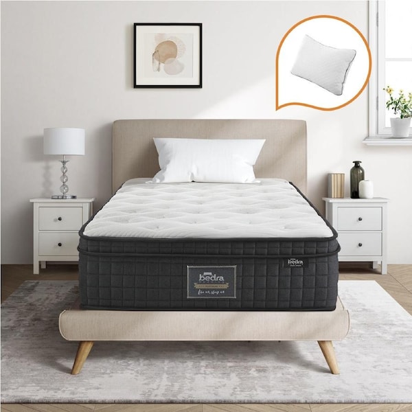 Bedra King Single Mattress Cool Gel Foam Pocket Spring 34CM with Pillow