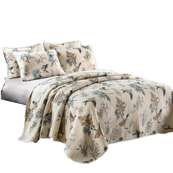 Catzon 3 Pieces Queen Size Quilt Bedding Set Floral Reversible Bedspread for Farmhouse Bedroom-QQ