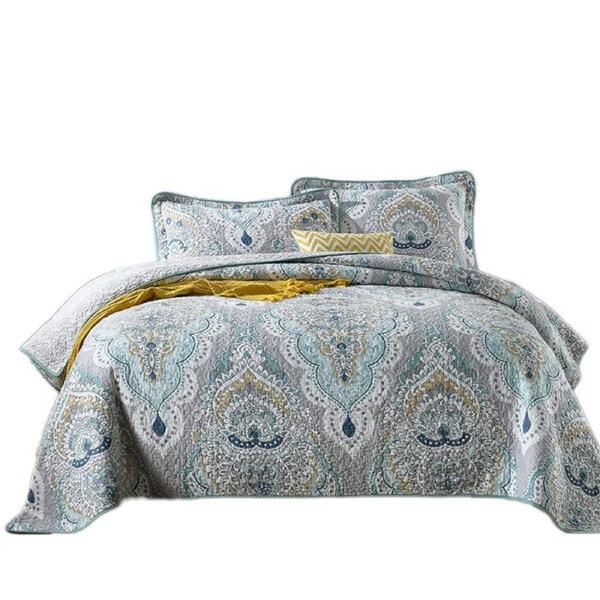 Catzon 3 Pieces Queen Size Quilt Bedding Set Floral Reversible Bedspread for Farmhouse Bedroom-QSGD
