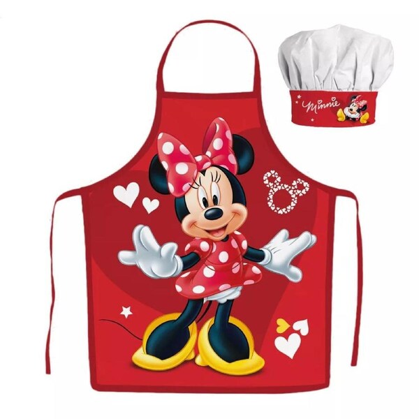 Disney Minnie Mouse Red kids Apron and Chef's Hat Set