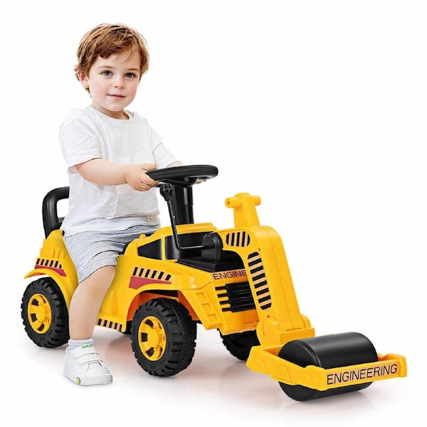 Babyjoy Toddler Ride On Car w/Adjustable Roller & Anti-Tipping Block For Aged 19-36 Months Yellow