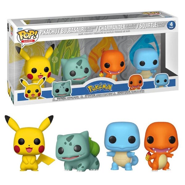 Pokemon Pikachu, Bulbasaur, Charmander and Squirtle (Starters) Funko POP! Vinyl 4-Pack