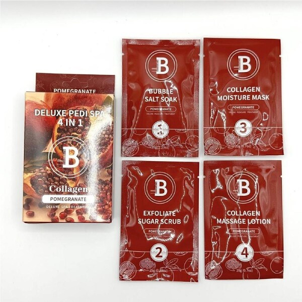 Billionaire Pedicure Deluxe Kit 4 in 1 Nail Scrub Lotion Mask - Pomegranate 20g