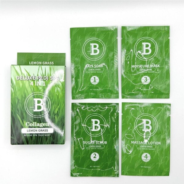 Billionaire Pedicure Deluxe Kit 4 in 1 Nail Scrub Lotion Mask - Lemon Grass 20g