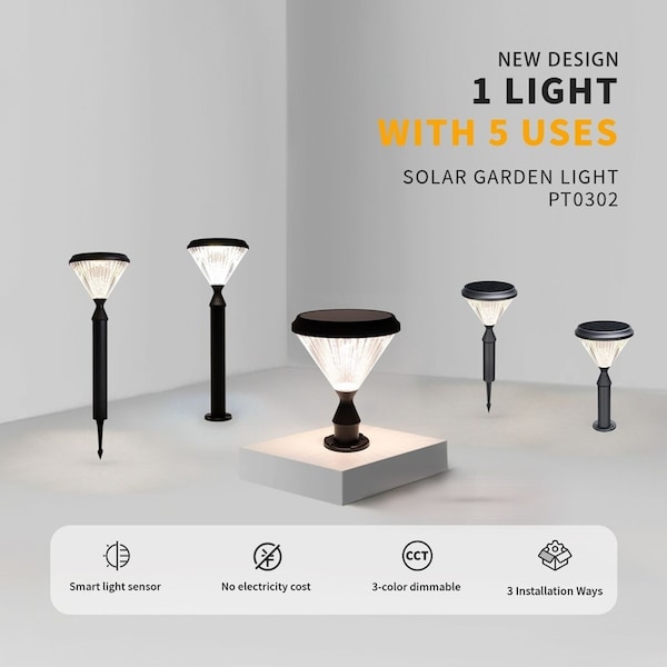 Outway Solar Lawn Light 3-in-1 Garden Pillar Lights Outdoor Waterproof Lamp