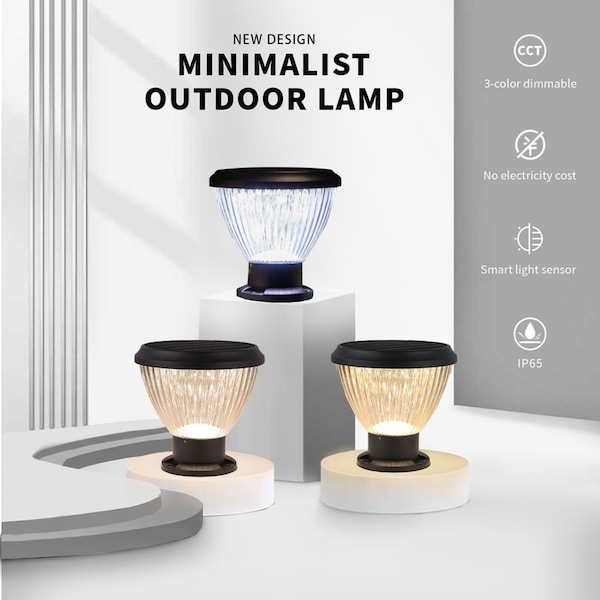 Outway Solar Pillar Light Garden Lantern Gate Lighting Outdoor Yard Lamp