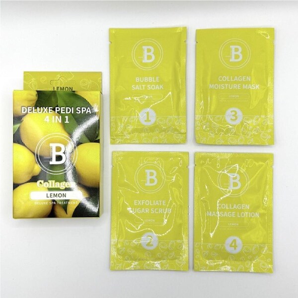 Billionaire Pedicure Deluxe Kit 4 in 1 Nail Scrub Lotion Mask - Lemon 20g