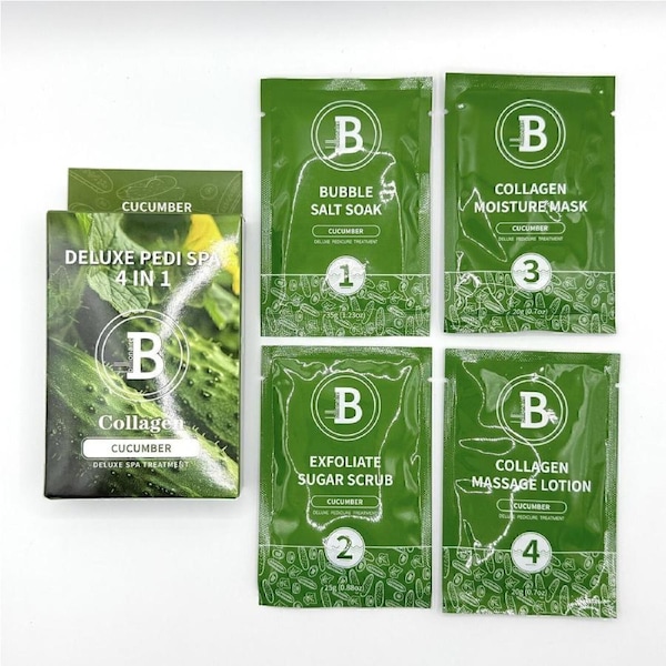 Billionaire Pedicure Deluxe Kit 4 in 1 Nail Scrub Lotion Mask - Cucumber 20g
