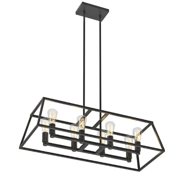 Artika Carter Long 8 Light Chandelier Adjustable Height Matte Black Finish
