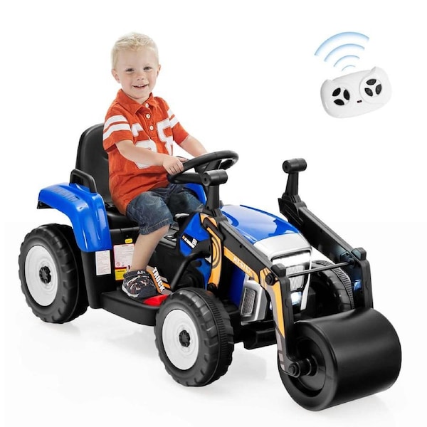 Babyjoy 12V Battery Kids Ride On Car Electric Toy Remote Road Roller Gift Soft Start w/Music Blue