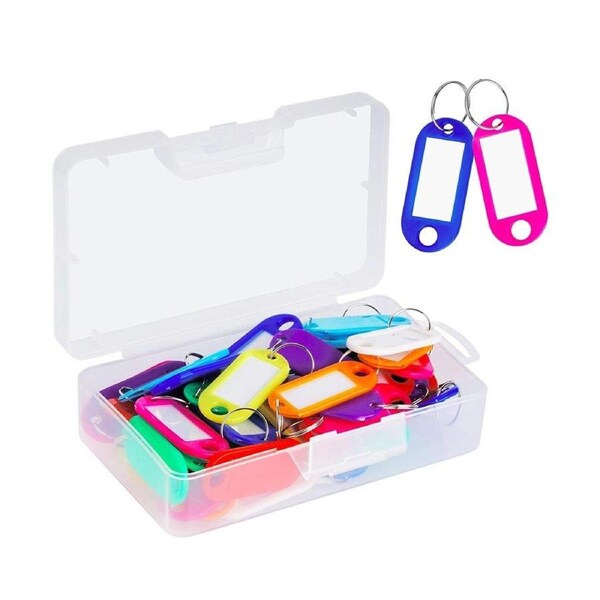 50pcs Colourful Boxed Key Tags Luggage ID Marker Labels Organiser Tag Holder