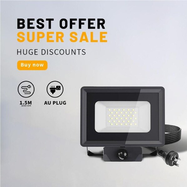 Outway 2x Outdoor LED Flood Light 50W Motion Sensor Security Lights Waterproof