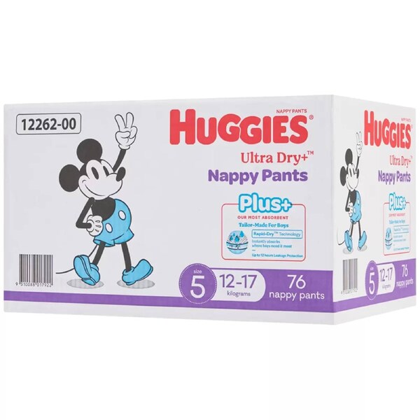 Huggies Boys' Ultra Dry Nappy Pants Plus Size 5 76 Piece