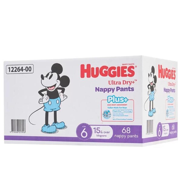 Huggies Boys' Ultra Dry Nappy Pants Plus Size 6 68 Piece