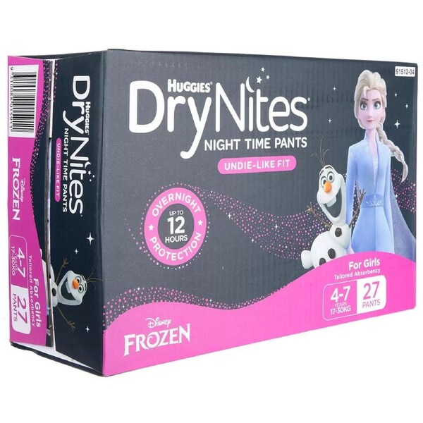 Huggies DryNites Night Time Pants 4-7 Years 2 x 27 Pants-Girls