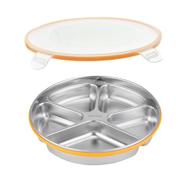 Multi Compartment Lunch Box with Lid Five Compartments Food Storage Fruit Plate