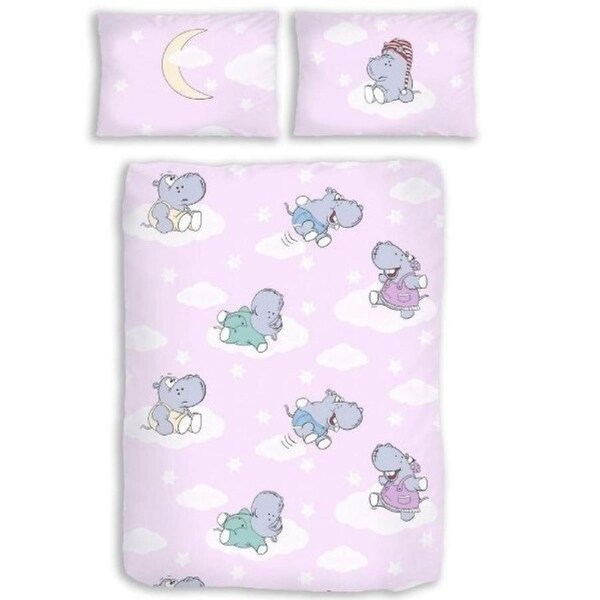 Dobnig Sweet Hippo Quilt Cover Set -Toddler Bed Size