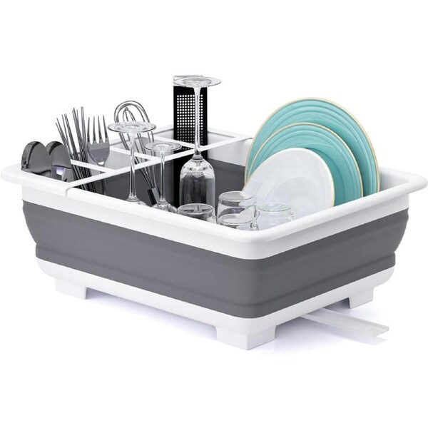Collapsible Dish Drying Rack ,Portable Dinnerware Drainer Organizer, for Kitchen RV Campers Travel Trailer
