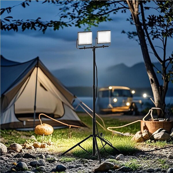 Outway 4x Outdoor Work Light Adjustable Stand Two 50W LED Spotlight Flood Lights