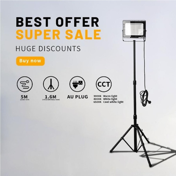 Outway 4x Outdoor Work Light Adjustable Stand 100W LED Spotlight Flood Lights