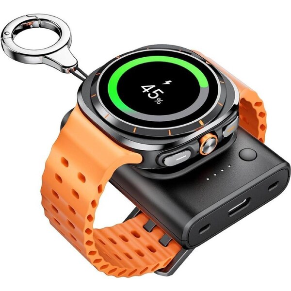 Watch Charger for Samsung, Portable Watch Charger 1800mAh Compatible with Samsung Galaxy Watch Ultra/7/FE/6/6 Classic/5/5 Pro/4/4 Classic/3/Active 2, Samsung Gear S3/Sport Watch Charger, with Keychain
