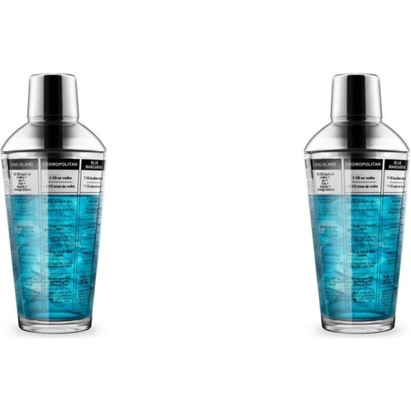 2x Final Touch Recipe Cocktail Shaker w/ Silicone Seal & Cap Barware 450ml