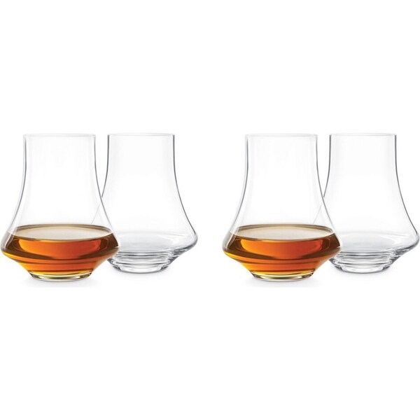 4pc Final Touch Revolve Roll & Spin Spirits Glass Set Rum Drinkware Clear