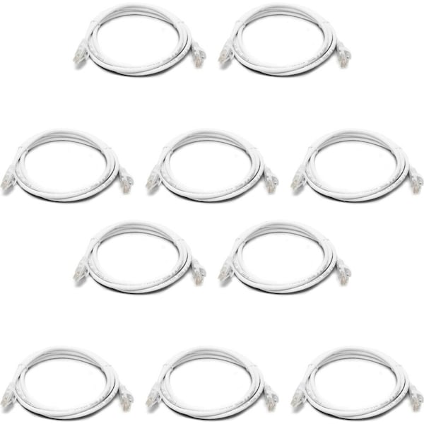 10x 8Ware 2m Cat6a UTP Snagless Ethernet Cable LAN RJ45 Network Connector White