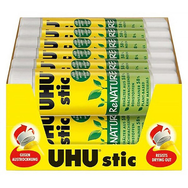 UHU Glue Stick ReNature 40g Box of 12 White