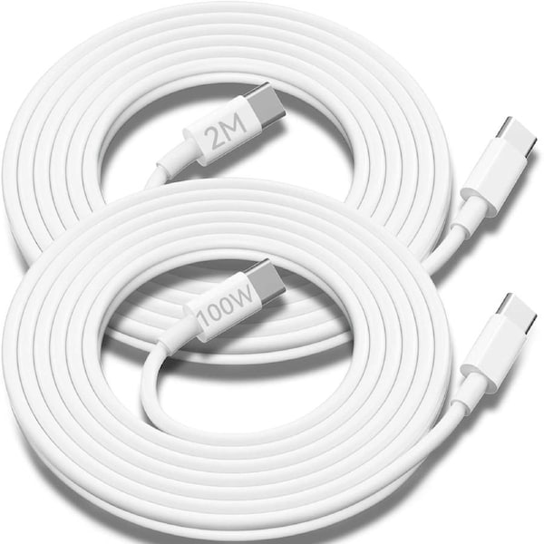 (2Pack 2M) 100W USB C to USB C Cable, PD USBC Type-C Carplay Cable Fast Charging Cord for MacBook Pro MacBook Air, iPad Pro, iPad Air, Mini 6, iPhone 15/16