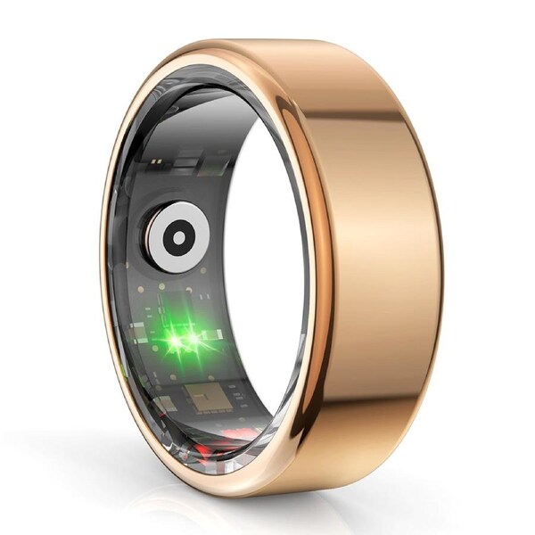 Smart ring with military grade titanium steel case, health monitoring, IP68 and 3ATM waterproof, multi-sport modes, gold 8