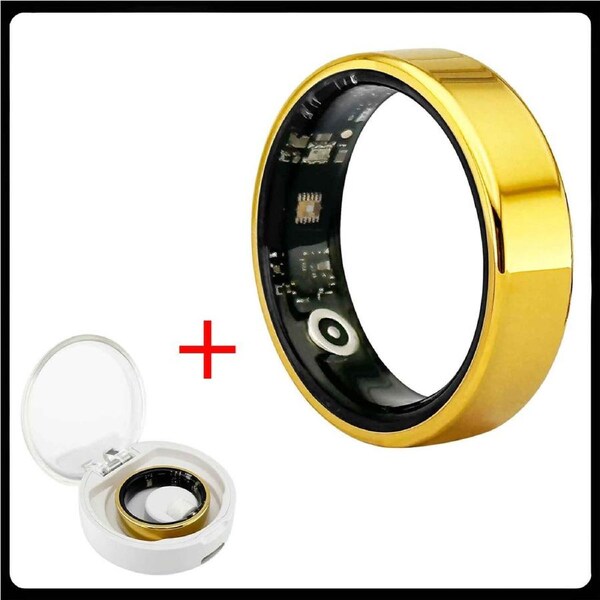 2024 Smart Ring for Men Women 6.0mm Ultra Thin Waterproof Health Detection Heart Rate Sleep Monitor Sport Tracker Gold with Box 11