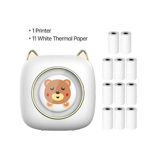 Mini Pocket Printer Portable Thermal Printer Wireless BT Connection 203DPI for Picture Label DIY Handcraft List Meno Notes Journal Receipt Paper Instant St