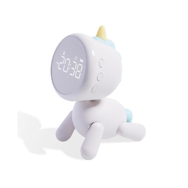 Kid Alarm Clock LED Night Light with Digital Display 6 Ring Songs Snooze Options Timer Count Up/Down Function Time Management Tool Cute Animal Sleep Tra