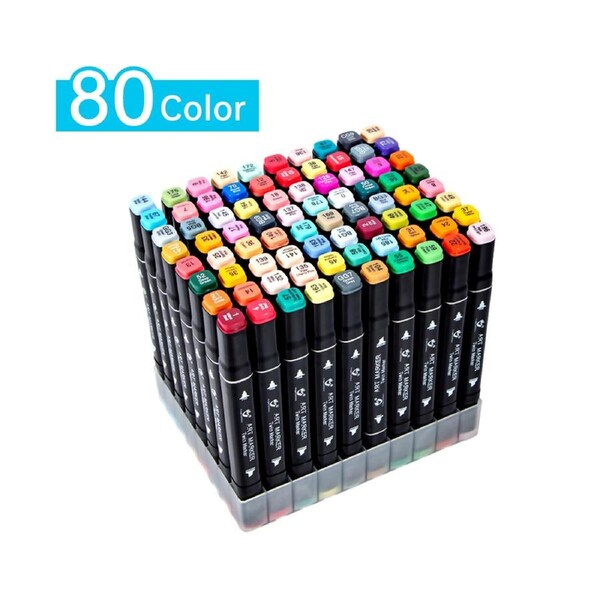 80 Colors Markers Dual Brush Pens Marker Double Tipped Round + Chisel Tips Sketch Art Drawing Markers For Artist Kids Books Card Coloring Sketching