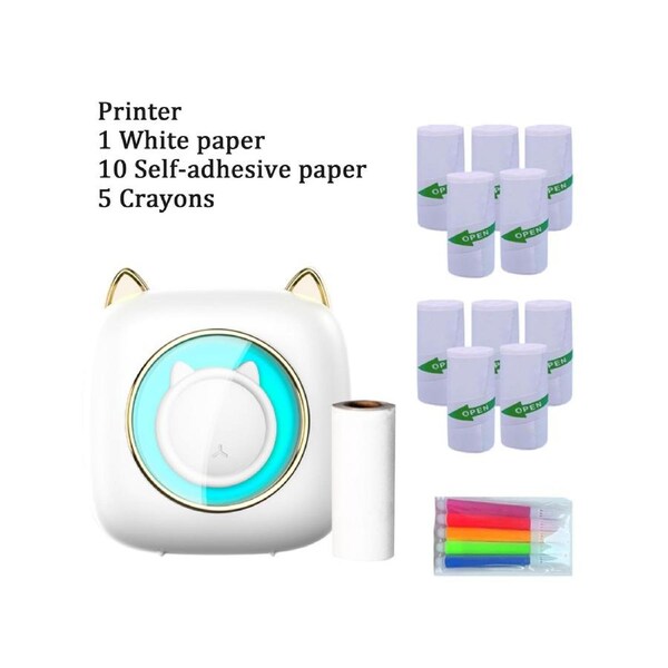 Mini Pocket Printer Portable Thermal Printer Machine Wireless BT Connection 203DPI for Picture Label DIY Handcraft List Meno Notes Journal Receipt Paper In